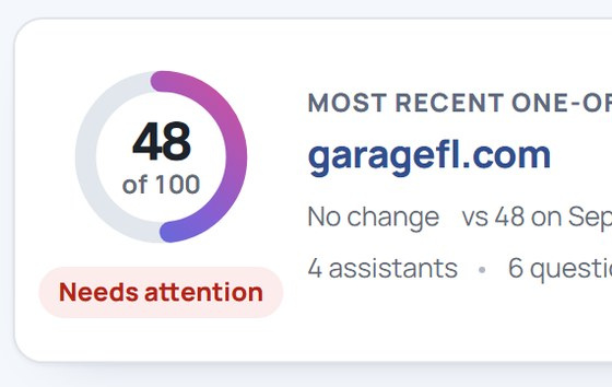 An AI visibility score panel from a RankSteer report